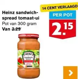 Hoogvliet Heinz sandwich- spread tomaat-ui aanbieding