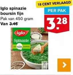 Hoogvliet Iglo spinazie boursin fijn aanbieding