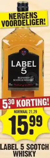 Dirk LABEL 5 SCOTCH WHISKY Hele liter aanbieding