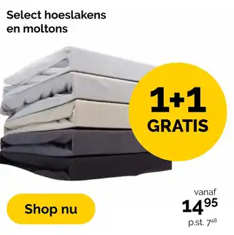 Beter Bed Select hoeslakens en moltons aanbieding