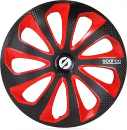 Amazon Sparco Wieldoppen Sicilia - 13-inch - Zwart/Rood/Carbon - Set van 4 stuks aanbieding