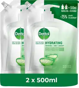 Bol.com Dettol Refill Hydrating Aloe Vera 500ML x 2 aanbieding