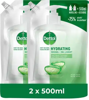 Bol.com Dettol Refill Hydrating Aloe Vera 500ML x 2 aanbieding