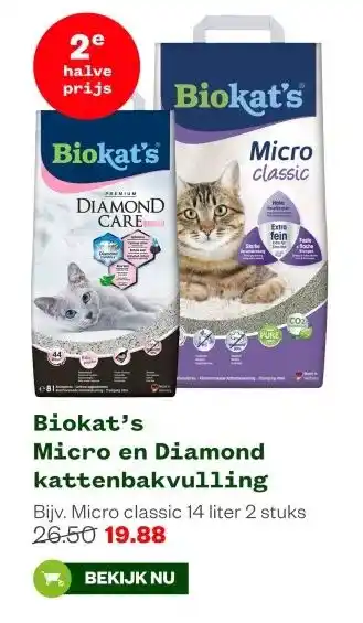 Welkoop Biokat's Micro en Diamond kattenbakvulling aanbieding