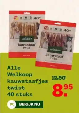 Welkoop Alle Welkoop kauwstaafjes twist 40 stuks aanbieding