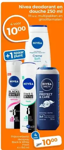 Trekpleister Nivea deodorant en douche 250 ml aanbieding