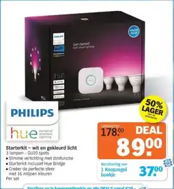 Albert Heijn Philips Starterkit wit en gekleurd licht aanbieding