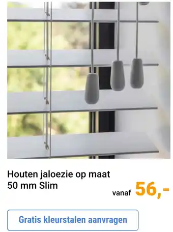 Raamdecoratie.com Houten jaloezie op maat 50 mm Slim aanbieding