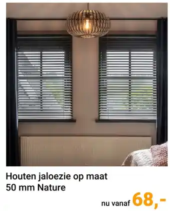 Raamdecoratie.com Houten jaloezie op maat 50 mm Nature aanbieding