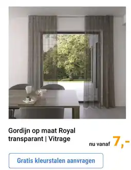 Raamdecoratie.com Gordijn op maat Royal transparant | Vitrage aanbieding