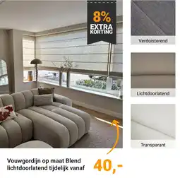 Raamdecoratie.com Vouwgordijn op maat Blend lichtdoorlatend aanbieding