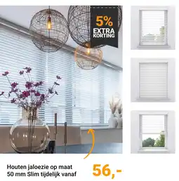 Raamdecoratie.com Houten jaloezie op maat 50 mm Slim aanbieding