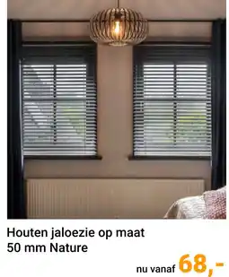 Raamdecoratie.com Houten jaloezie op maat nature aanbieding