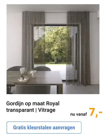 Raamdecoratie.com Gordijn op maat Royal transparant | Vitrage aanbieding