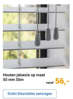 Raamdecoratie.com Houten jaloezie op maat 50 mm Slim aanbieding