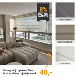 Raamdecoratie.com Vouwgordijn op maat blend lichtdoorlatend aanbieding