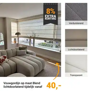 Raamdecoratie.com Vouwgordijn op maat blend lichtdoorlatend aanbieding