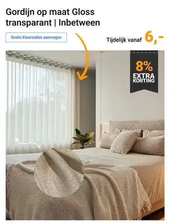 Raamdecoratie.com Gordijn op maat Gloss transparant | Inbetween aanbieding