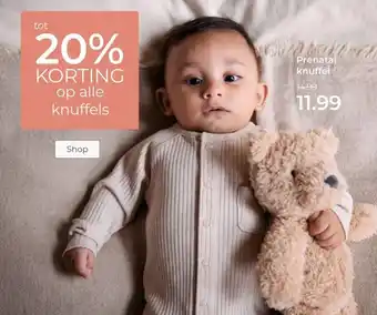 Prenatal tot 20% KORTING op alle knuffels aanbieding