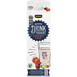 Jumbo Jumbo Magere Drink Yoghurt Aardbei Kers 1 L aanbieding