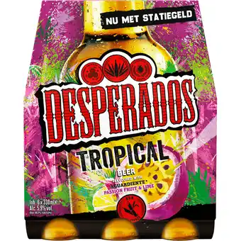 Jumbo Desperados Tropical Beer Flavoured with Aguardiente Passion Fruit & Lime Flessen 6 x 330 ml aanbieding