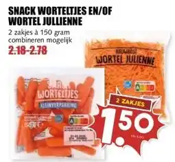 MCD Supermarkt SNACK WORTELTJES EN/OF WORTEL JULLIENNE aanbieding