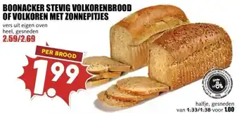 MCD Supermarkt BOONACKER STEVIG VOLKORENBROOD OF VOLKOREN MET ZONNEPITJES aanbieding