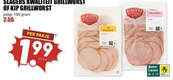 MCD Supermarkt SLAGERS KWALITEIT GRILLWORST OF KIP GRILLWORST aanbieding