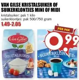 MCD Supermarkt VAN GILSE KRISTALSUIKER OF SUIKERKLONTJES MINI OF MIDI aanbieding