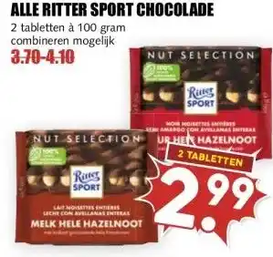 MCD Supermarkt ALLE RITTER SPORT CHOCOLADE aanbieding