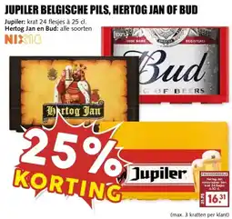 MCD Supermarkt JUPILER BELGISCHE PILS, HERTOG JAN OF BUD aanbieding