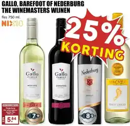 MCD Supermarkt GALLO, BAREFOOT OF NEDERBURG THE WINEMASTERS WIJNEN aanbieding