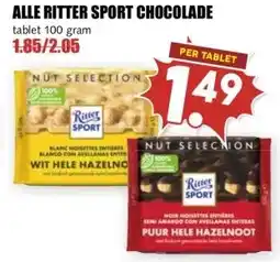 MCD Supermarkt ALLE RITTER SPORT CHOCOLADE aanbieding