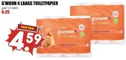 MCD Supermarkt G'WOON 4 LAAGS TOILETPAPIER aanbieding