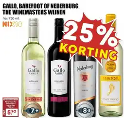 MCD Supermarkt GALLO, BAREFOOT OF NEDERBURG THE WINEMASTERS WIJNEN aanbieding