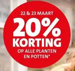 Intratuin 22 & 23 MAART 20% KORTING OP ALLE PLANTEN EN POTTEN* aanbieding