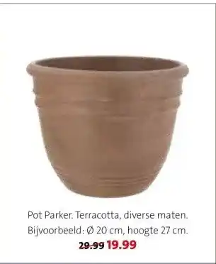 Intratuin Pot Parker. Terracotta, diverse maten. aanbieding