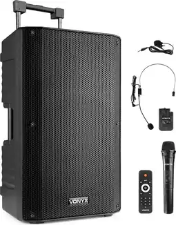 Bol.com Speaker met Bluetooth - Vonyx VSA500BP - 800 Watt - Partybox - 2 draadloze mics - 1 heaset mic aanbieding