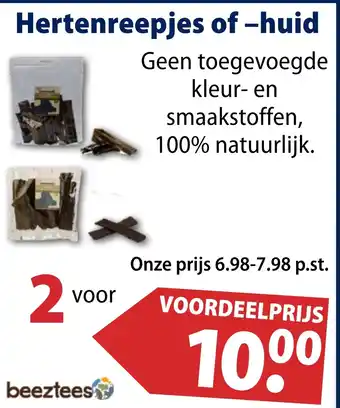 Huisdier Voordeelshop Hertenreepjes of -huid aanbieding