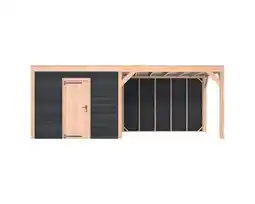 Hornbach OUTDOOR LIFE Tuinhuis met overkapping douglas zweeds rabat zwart 244,8 x 645,4 x 254,9 cm aanbieding