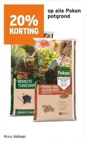 GAMMA 20% KORTING op alle Pokon potgrond aanbieding