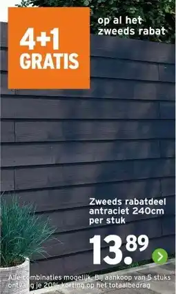 GAMMA 4+1 GRATIS op al het zweeds rabat aanbieding