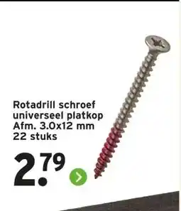 GAMMA Rotadrill schroef universeel platkop Afm. 3.0x12 mm 22 stuks aanbieding