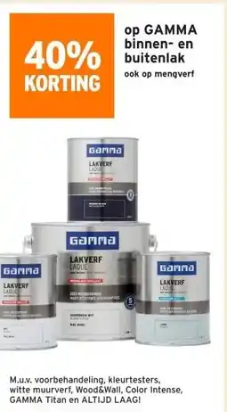 GAMMA 40% korting op GAMMA binnen- en buitenlak aanbieding