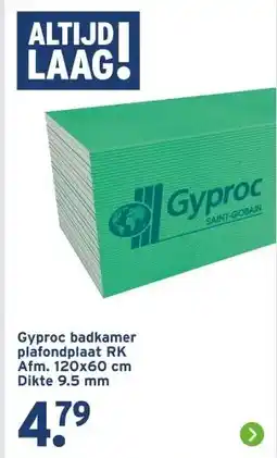 GAMMA Gyproc badkamer plafondplaat RK Afm. 120x60 cm Dikte 9.5 mm aanbieding