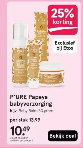 Etos P'URE Papaya babyverzorging aanbieding