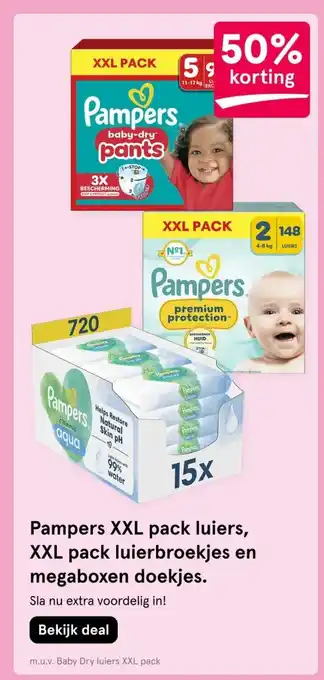 Etos Pampers XXL pack luiers, XXL pack luierbroekjes en megaboxen doekjes. aanbieding