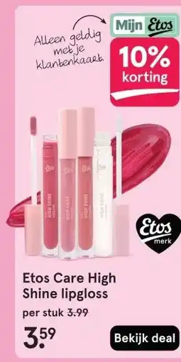 Etos Etos Care High Shine lipgloss aanbieding