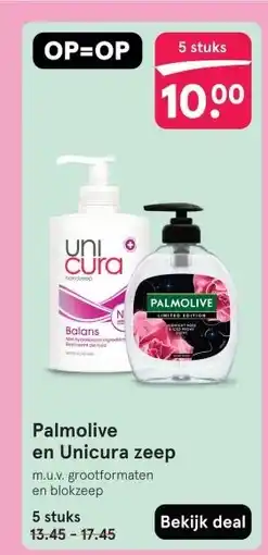 Etos Palmolive en Unicura zeep aanbieding