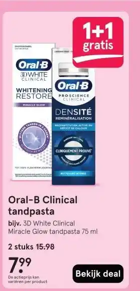 Etos Oral-B Clinical tandpasta aanbieding